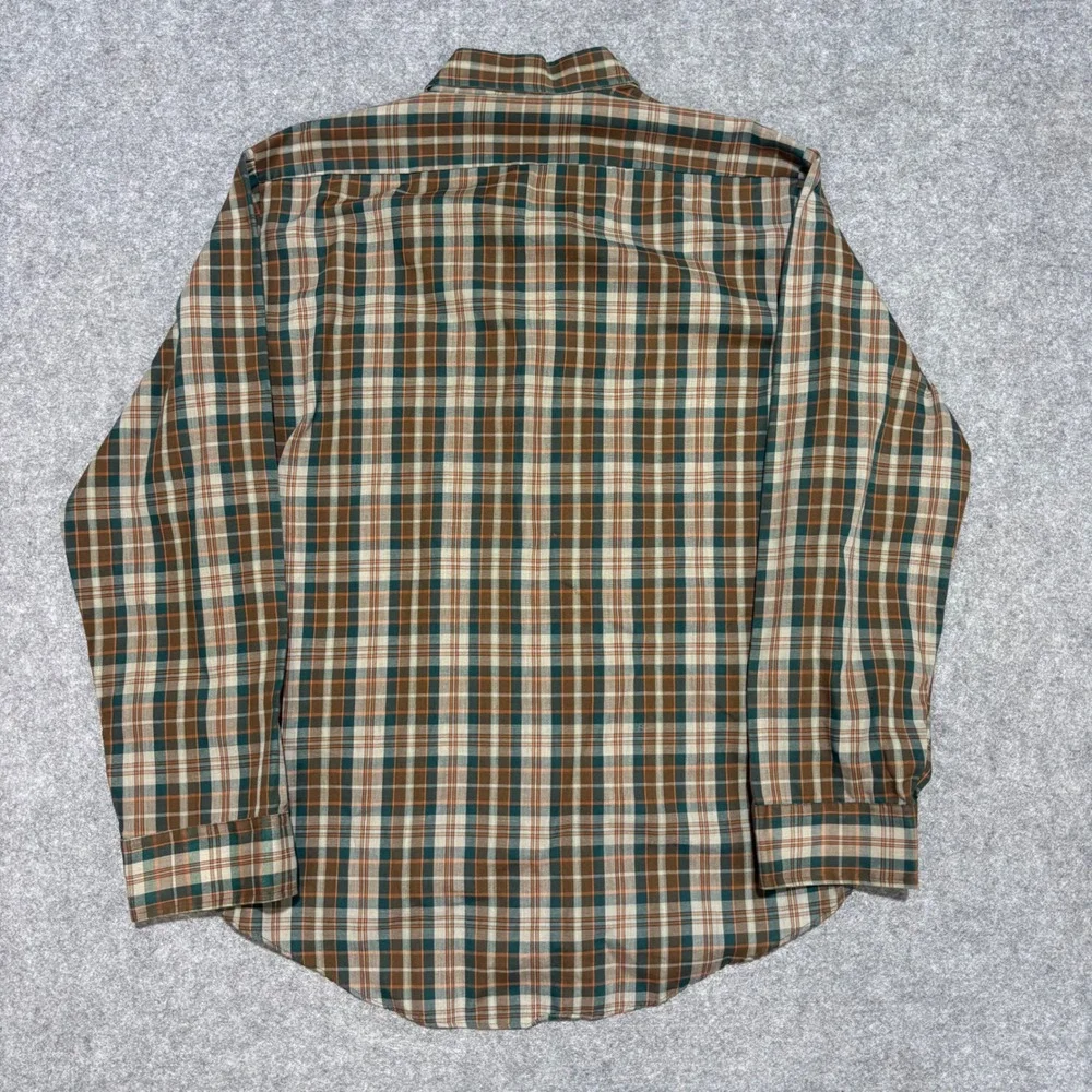 Vintage Tarleton Mens Plaid Button Down Shirt Brown Green Long Sleeve Medium